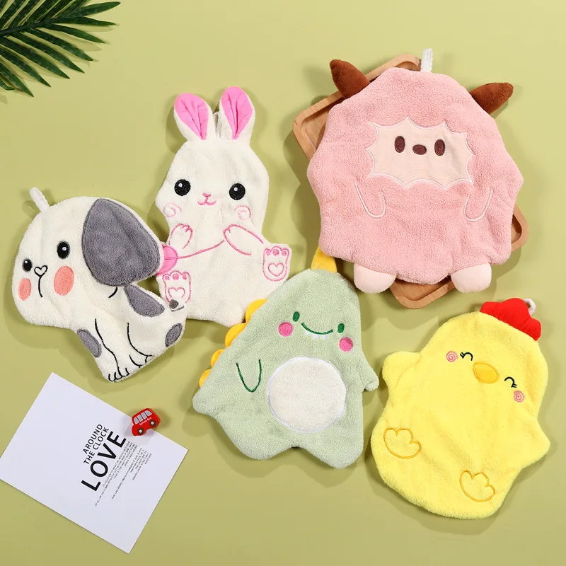Cartoon Animal Shape Wipe Hand Towel for Kids Coral Velvet Kitchen Bathroom Absorbent Cleaning Dishcloth Towels microfiber towel,hand towel,microfiber hand towel
