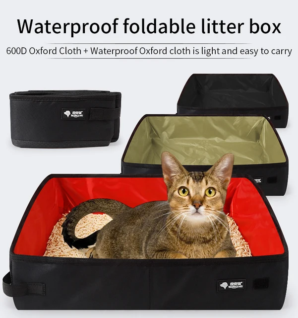 Perfect Travel Solution with Pet Owners: 35x45cm Foldable Oxford Cloth Portable Cat Litter Box Pet Bag in Easy Storage and Cleaning