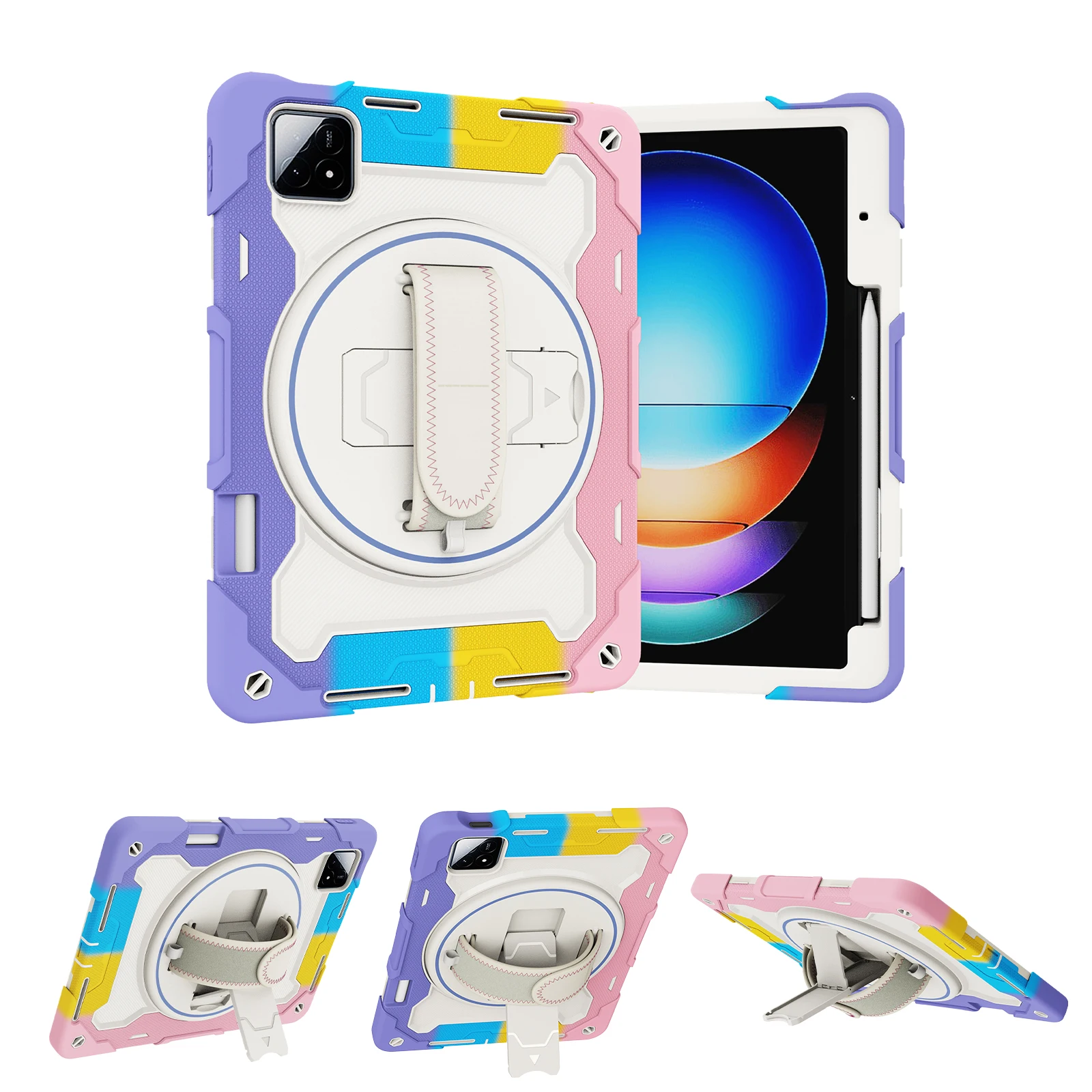Durable 360° Rotating Kids Safe Rugged Stand Case - Shockproof Silicone Armor Cover