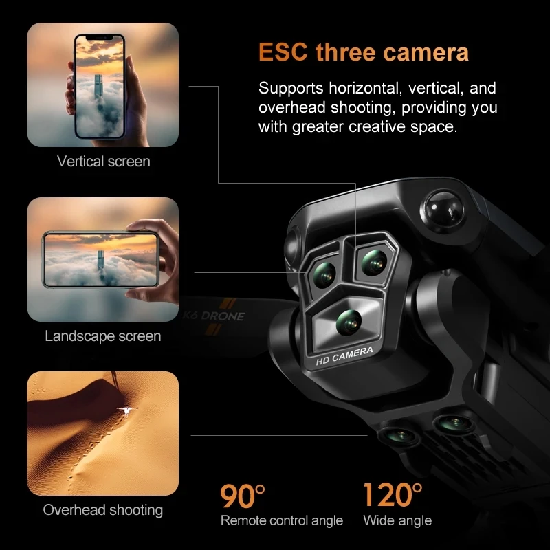 Drone 8K avec caméra HD, stabilisation, 2 batteries, jouet volant télécommandé
