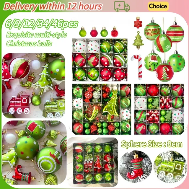 Christmas Ball Pendant Decoration Set Multi-Style Green Elves Theme Painted Christmas Tree Pendant Party Decoration balls 2026 1