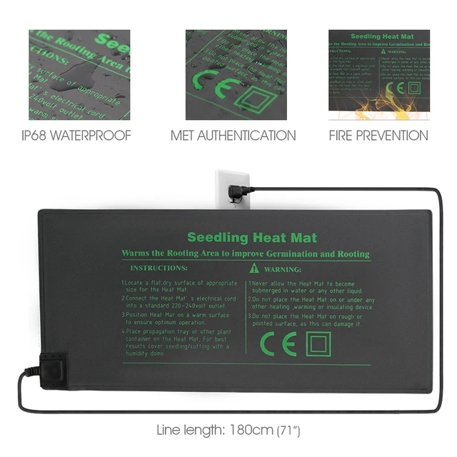Tartós Palánta Hőkezelő Szőnyeg Hüllő Brooder Fűtőpad 24X52Cm 52X52Cm 121X52Cm Vízálló Beltéri Vetőmag -Indító Növény Meleg - Image 3