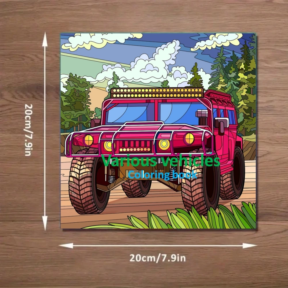 1pc Varlous Vehicles  Art Coloring Book 22 Page Coloring Books Gift For Birthday Party Relieve Stress Kill Time Graffiti 6