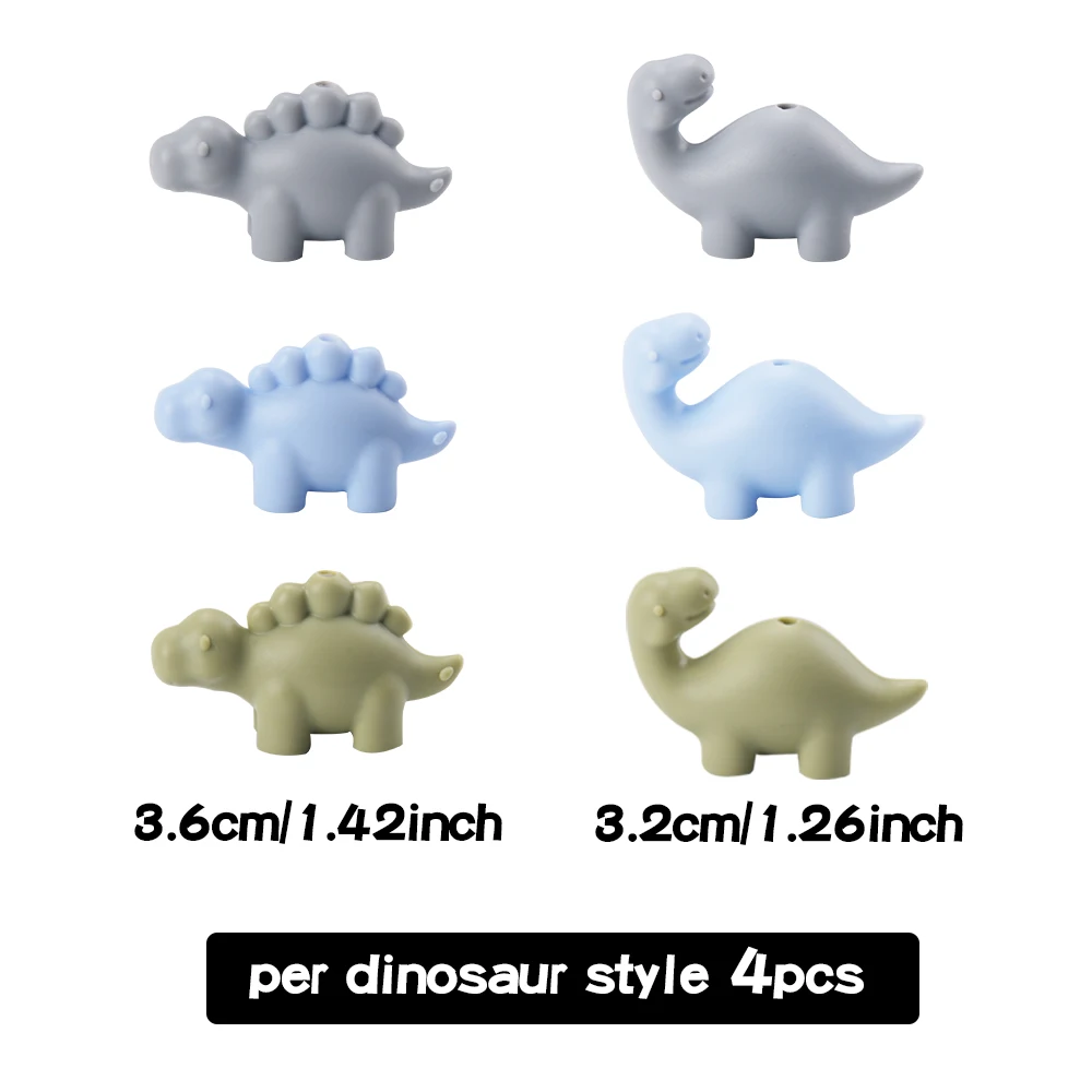 LOFCA 24 Stück Mini-Dinosaurier-Silikonperlen zur Schmuckherstellung zur Herstellung von Halsketten, Armbändern, Schlüsselanhängern, Schmuckzubehör – Detail 9