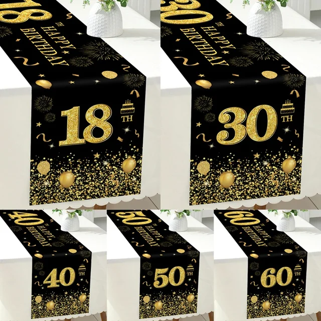 Runner Da Tavolo Per 18° Compleanno - Tovaglia Decorativa Dorata 5m, Stelle E Numeri - Foto 10