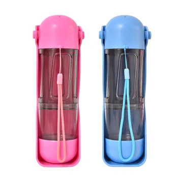 Foldable Dog Water Bottle Food Container with Garbage Bag Dispenser Portable for Puppy Cat Travel Hiking Outdoor Walking Feeding 6