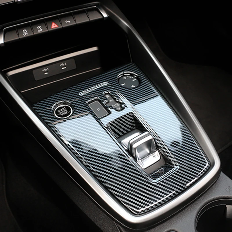

ABS Carbon Fiber Look Accessories Center Console Gear Shift Panel Decoration Cover Interior For Audi A3 8Y Sedan Sportback 2021