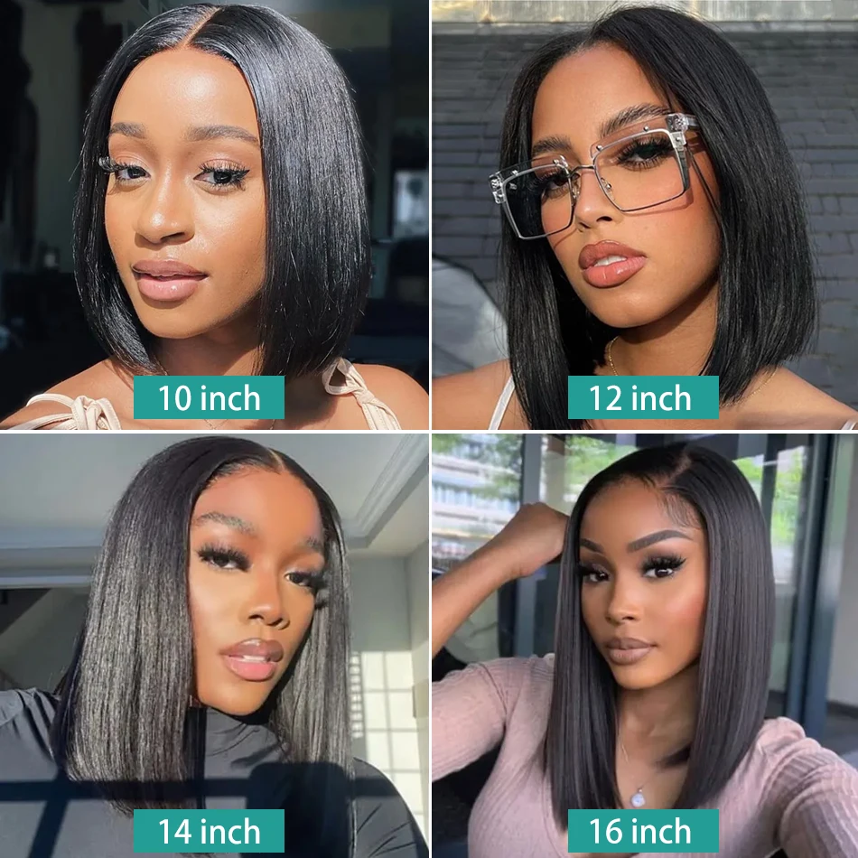 Bone Straight Bob 200% 13x6 Lace Front Human Hair Wigs 13x4 Lace Frontal Wig Transparent 5X5 Closure Brazilian Remy Hair