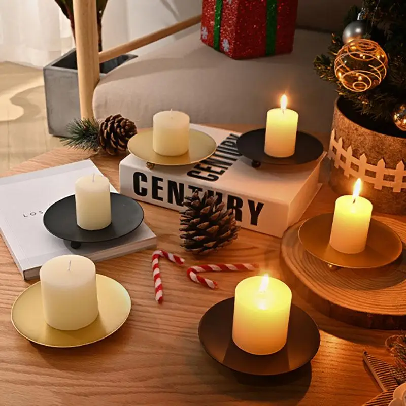 3PCS Iron Plate Candle Holder Pillar Art Decorative Pedestal Wedding Birthdays Party Festival Candlestick Holder Gift Home Decor candle holders