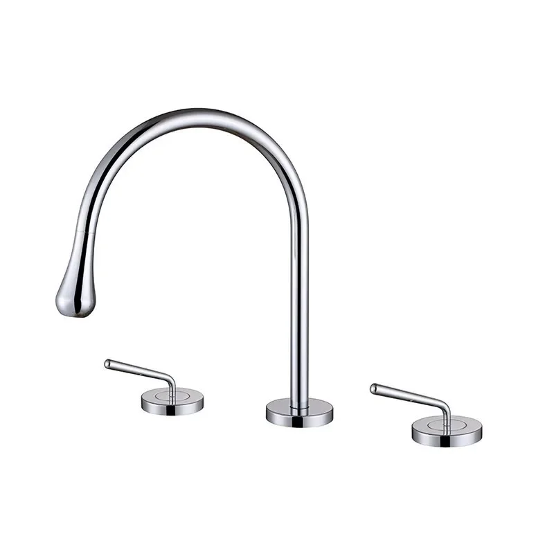 Description Picture 2 of itemBrushed Gold Bathroom Faucet Total Brass Black Widespread Basin   Sink Faucets Hot And Cold Waterfall Water Tap