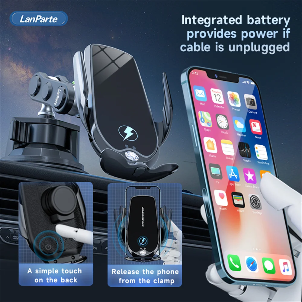 Upgrade 15W Car Phone Holder Wireless Charger Car Charger Stable Rotatable Air Vent Dashboard Phone Holder Car Charger Support
