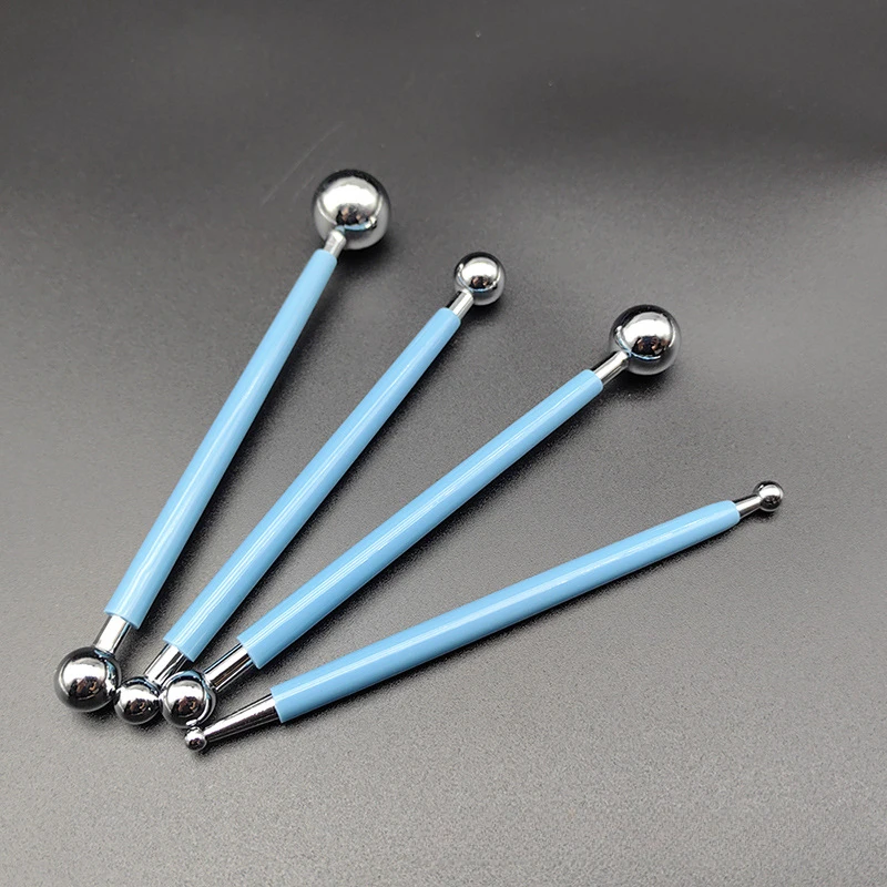 Stylo à Indentation en acier inoxydable, poterie douce à 8 têtes, tige à bille en acier, argile, outils en céramique faits à la main, bricolage, 4 pièces 6