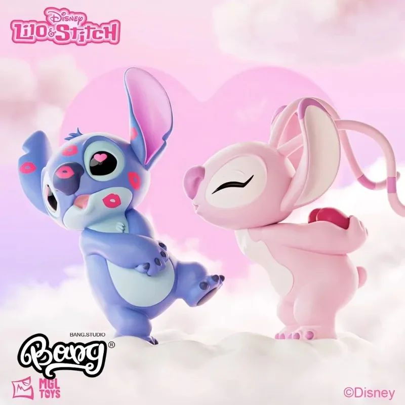

In Stock Disney Couple Stitch Valentine's Day Limited Models Tide Play Handle Anime Figure Model Toy Doll Kawaii Gift