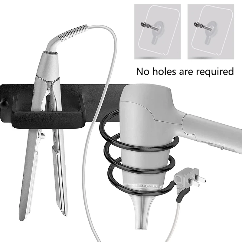 Hair Dryer Holder Organized Rack Wall Mounted Hair Straightener Stand