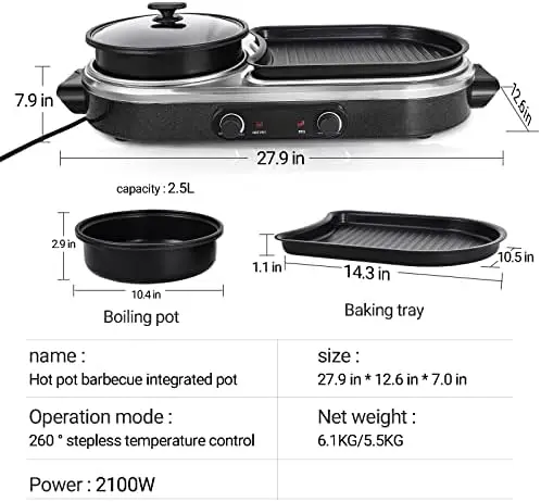 

Grill, 3 in 1 Korean BBQ Grill Raclette Table Grill,1600W Non-Stick Temperature Control Grill Removable Table Griddle for 7-8 Pe