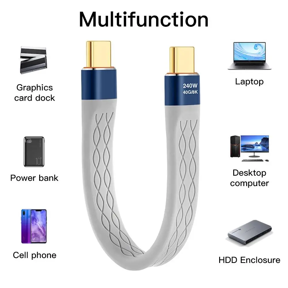 High-Speed USB 4.0 Cable with 240W PD Fast Charging – Short Type-C to Type-C Cord