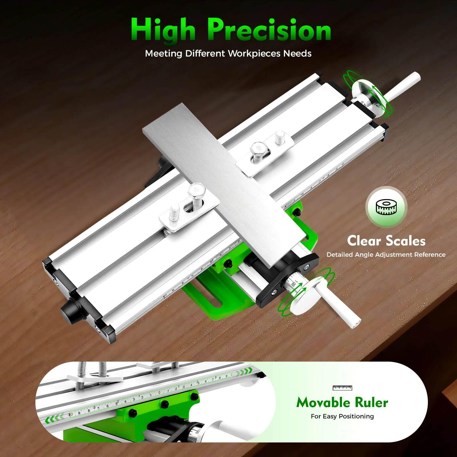Adjustable Milling Working Table Adjustable X/Y-Axis Cross Slide Table with Handwheel Scales for Mini Drills & DIY Machining