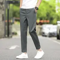 2025 nouveau été cheville longueur pantalon hommes coupe droite mode mince marque vêtements couleur unie pantalon décontracté mâle 28-38 4