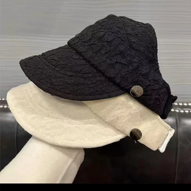 Women Summer Sun Hats Korean Lace Flower Visor Caps High Ponytail Foldable Anti-UV Floppy Bucket Cap Outdoor Casual Baseball Hat 2