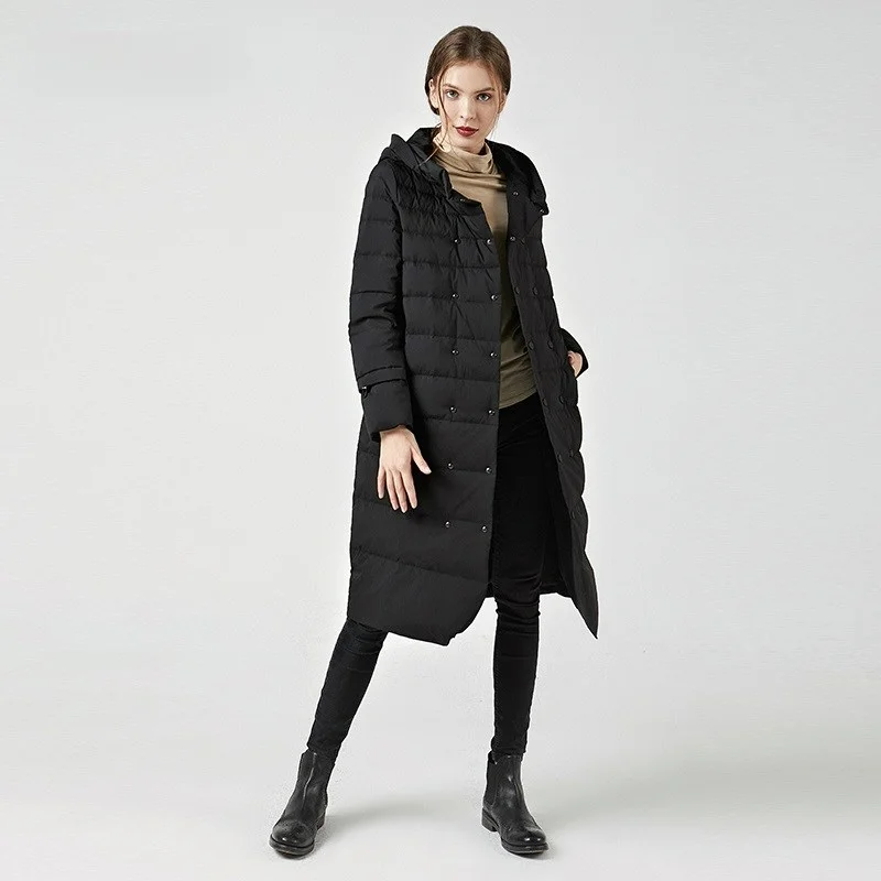 

Bread Thickening Classic Glossy Hooded Jacket Female Long Jackets Cloth Fashion 2023 New Winter Women Down Jacket