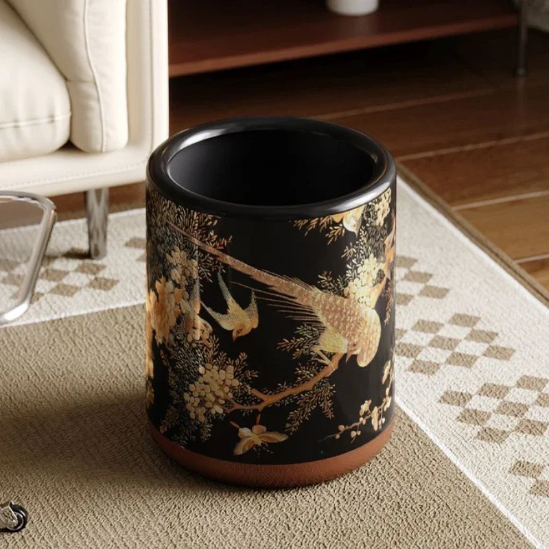 대형 쓰레기통 침실 주방 쓰레기통 거실 레트로 쓰레기통 현대식 쓰레기통 청소용 쓰레기통