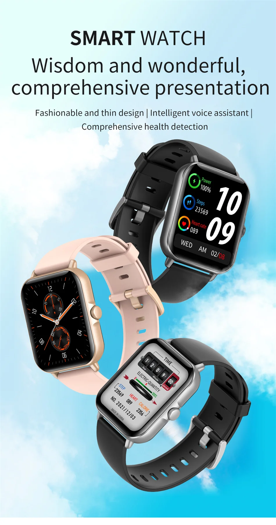 2022 New Bluetooth Answer Call Smart Watch Men Full Touch Dial Call Fitness Tracker IP67 Waterproof Smartwatch men women +Box