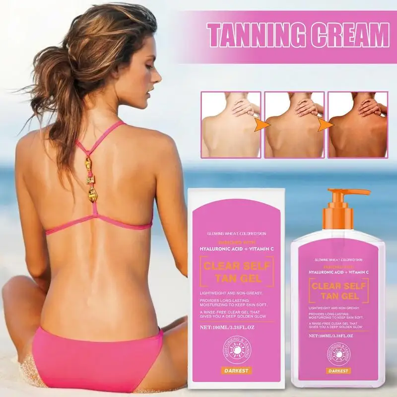 Intensive Tanning Gel 100ml Bronzing Tan Cream Non-Sticky Tanner Gel Moisturizing Skin Care For Sunbeds & Outdoor Sun