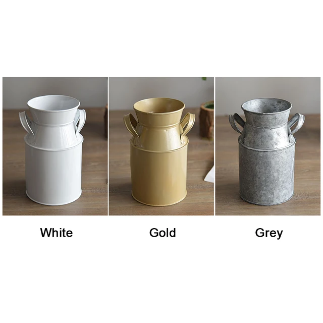 Fém Váza Díszek Kézműves Tartó Otthoni Dekoráció Horganyzott Kivitel Erkélytej Can Nappali Ország Rusztikus Asztali Virágvödör - Image 2