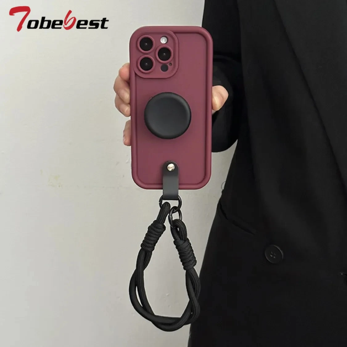 Silicone Phone Case with Wrist Strap Lanyard and Stand Feature