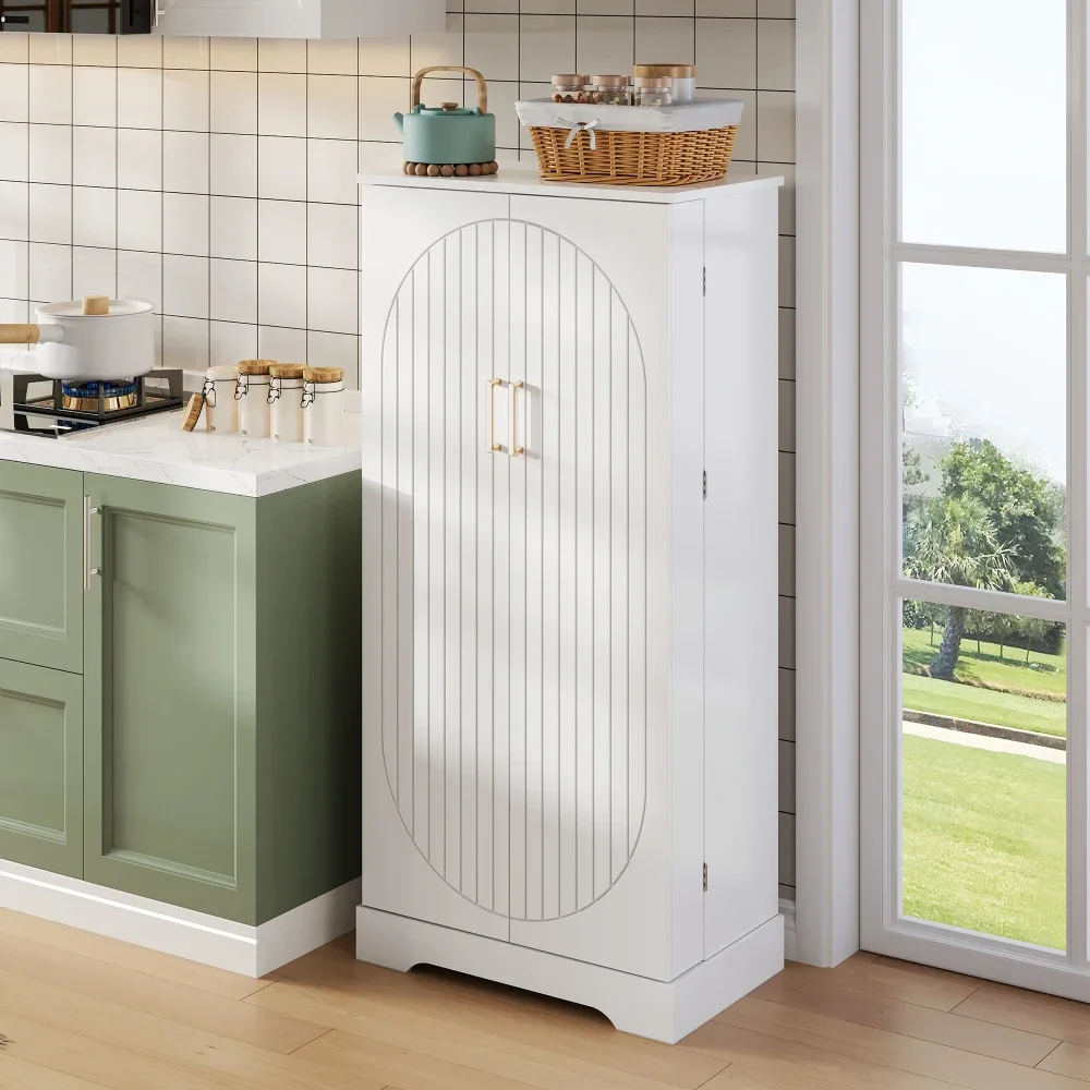 60×35×128cm Moderner Küchenschrank – LED-Licht, geräumige Aufbewahrungsfächer, ideal für Küche, Esszimmer und Speisekammer – Detail 16