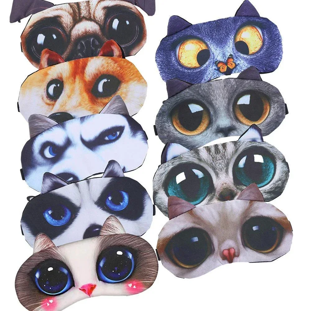 Women Men Sleep Eyeshade Eye Cover Cute Cat Dog Sleep Mask Eyeshade Cover Eye Mask 1pcs Sleeping Soft Blindfold Eyepatch 4