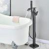 Floor Standing Faucet Bathtub Shower Floor Mounted Tub Filler Faucet Brass Bathroom Tub Faucets with Hand Shower 1