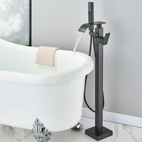 Floor Standing Faucet Bathtub Shower Floor Mounted Tub Filler Faucet Brass Bathroom Tub Faucets with Hand Shower 1