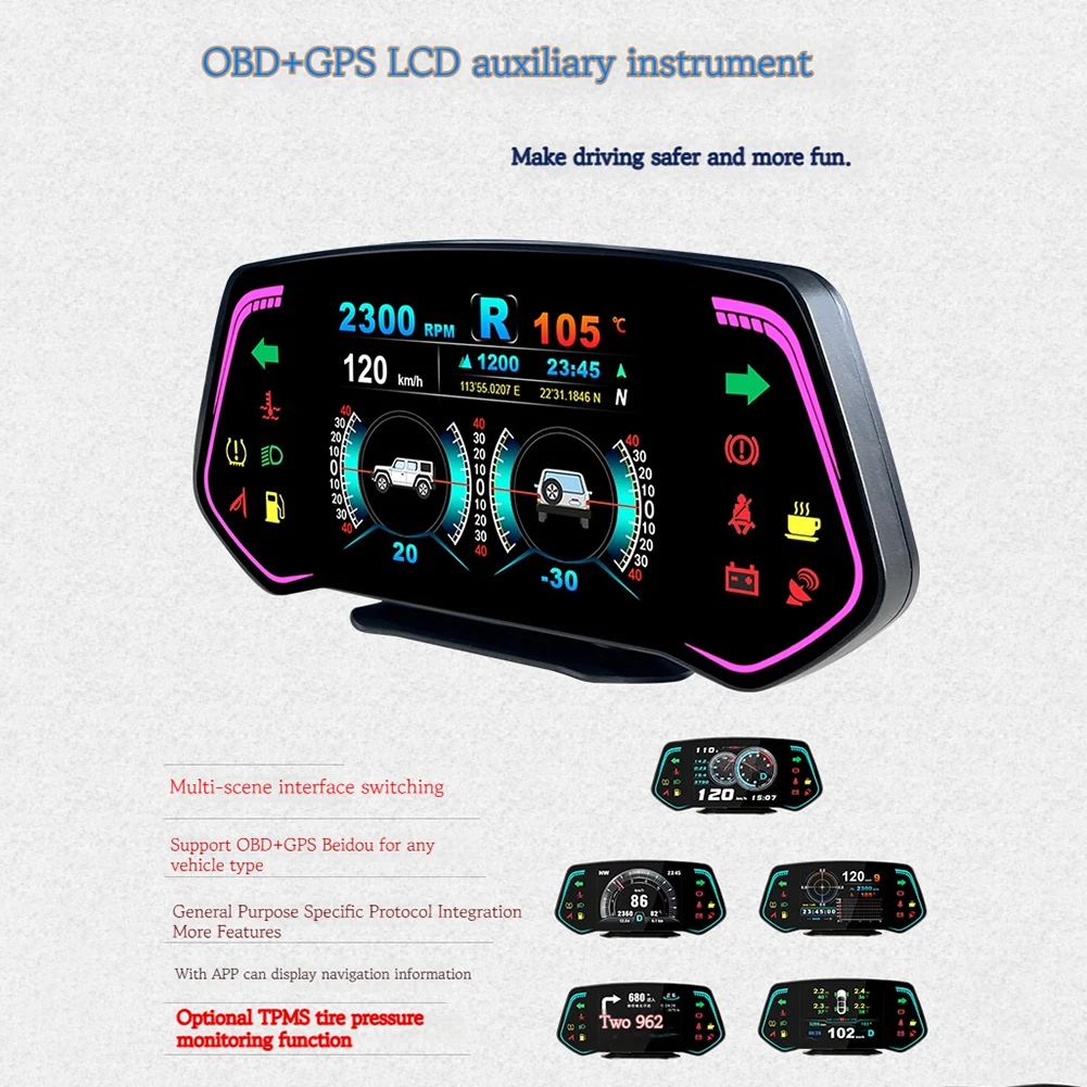 ڵ HUD OBD2 + GPS     ÷ ӵ, ͺ RPM ˶ µ, κ 𵨿 ,  ǰ, 1x TCA02
