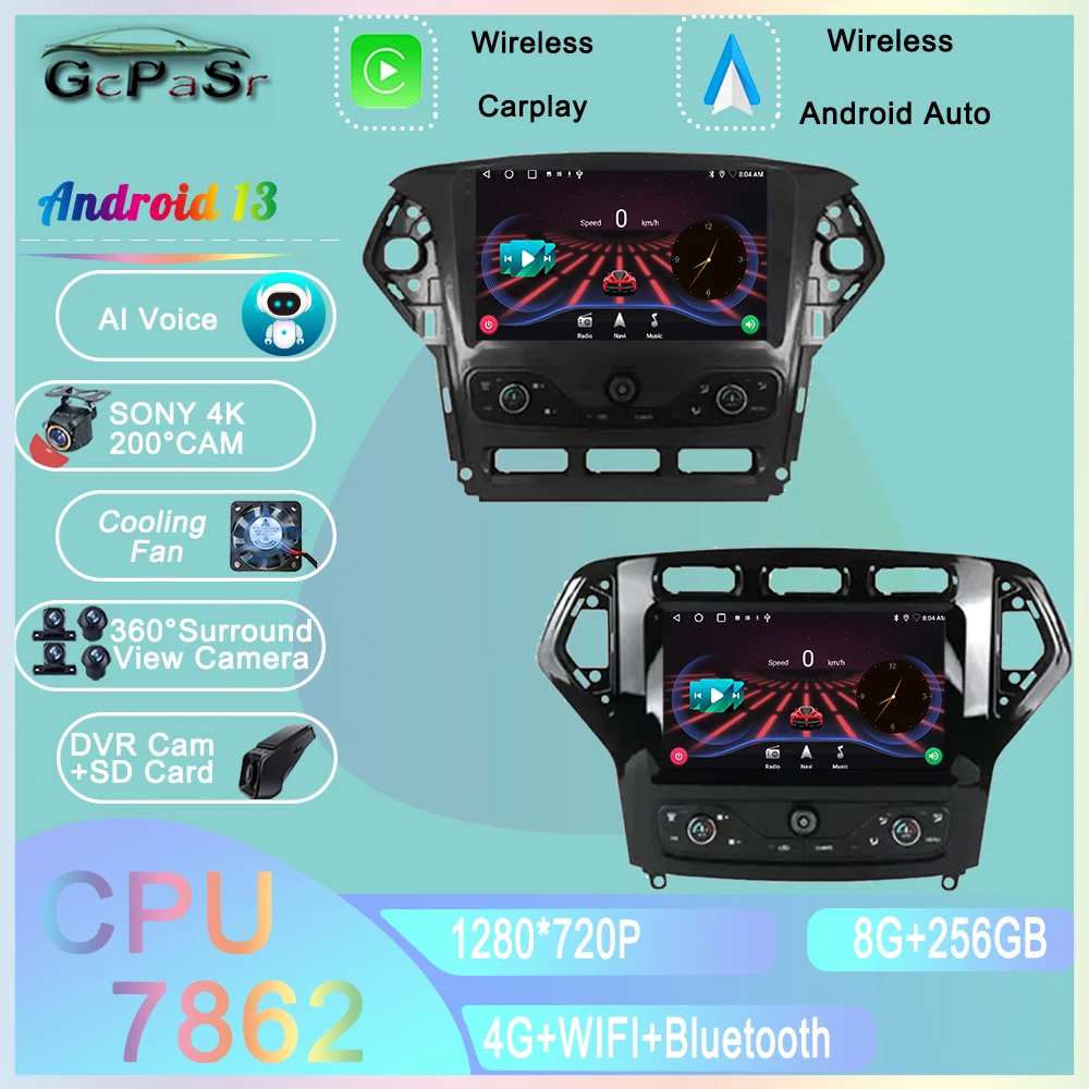 

9 дюймов Android 13 для Ford Mondeo MK4 2007 - 2013 автомобильное радио RDS No 2din WIFI навигация GPS Мультимедиа AHD DSP 4G LTE ADAS QLED