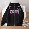 2024 New Womens Zipper Cardigan Hooded Sweatshirt Printing Outfits Fashion Casual Jogging Top Clothing Lady Versatile Sport Coat 1