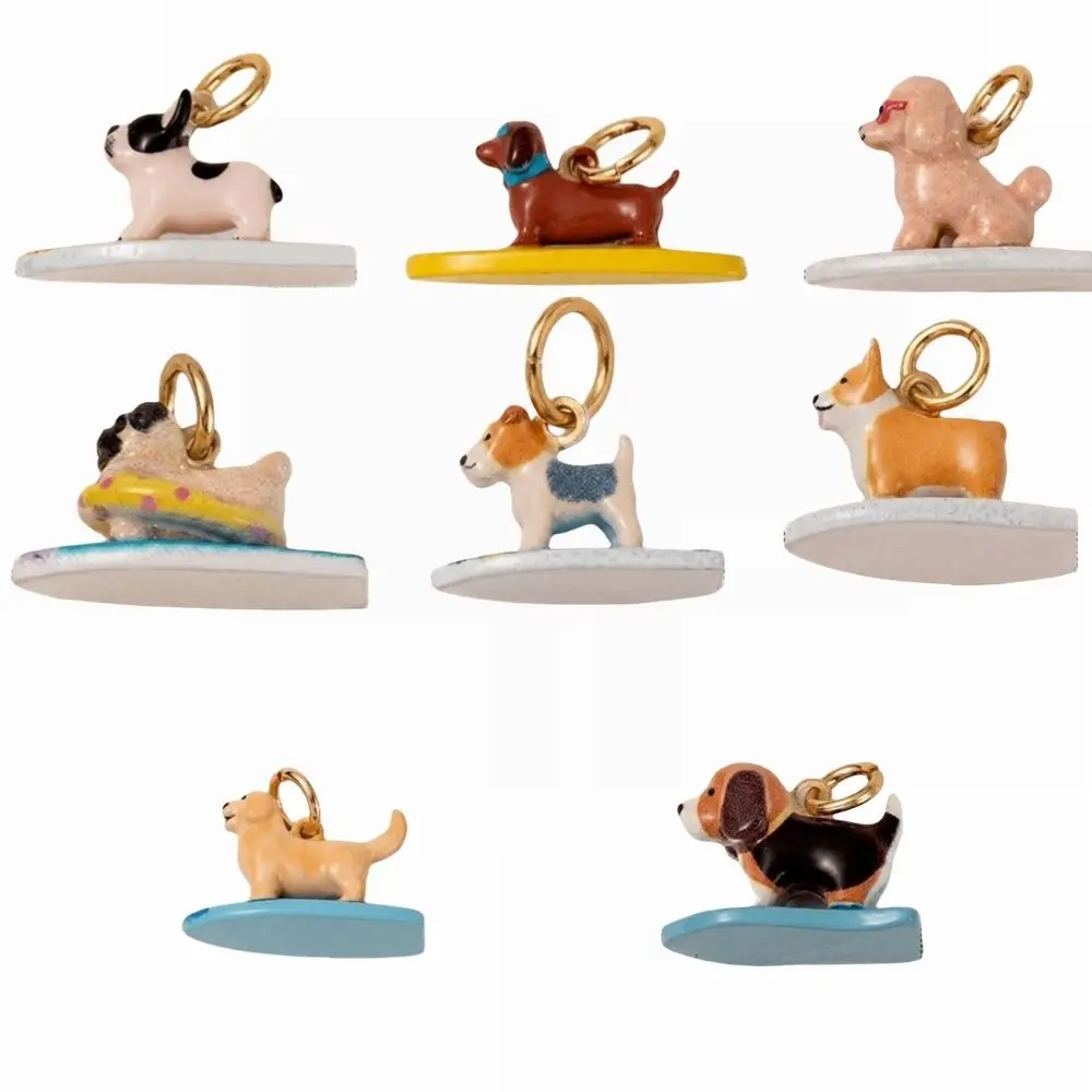 Jewelry Accessories Handmade Surfing Dog Pendant Colorful Enamel Dog DIY Pendant Cute Shiba Inu Puppy Charm Unisex