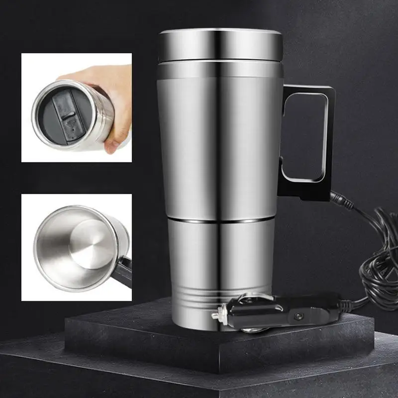 

Ml Stainless Steel Car Heating Cup 12V24V Electric Water Cup Car Electric Kettle Mug Coffee Tea Milk Heated For Travel