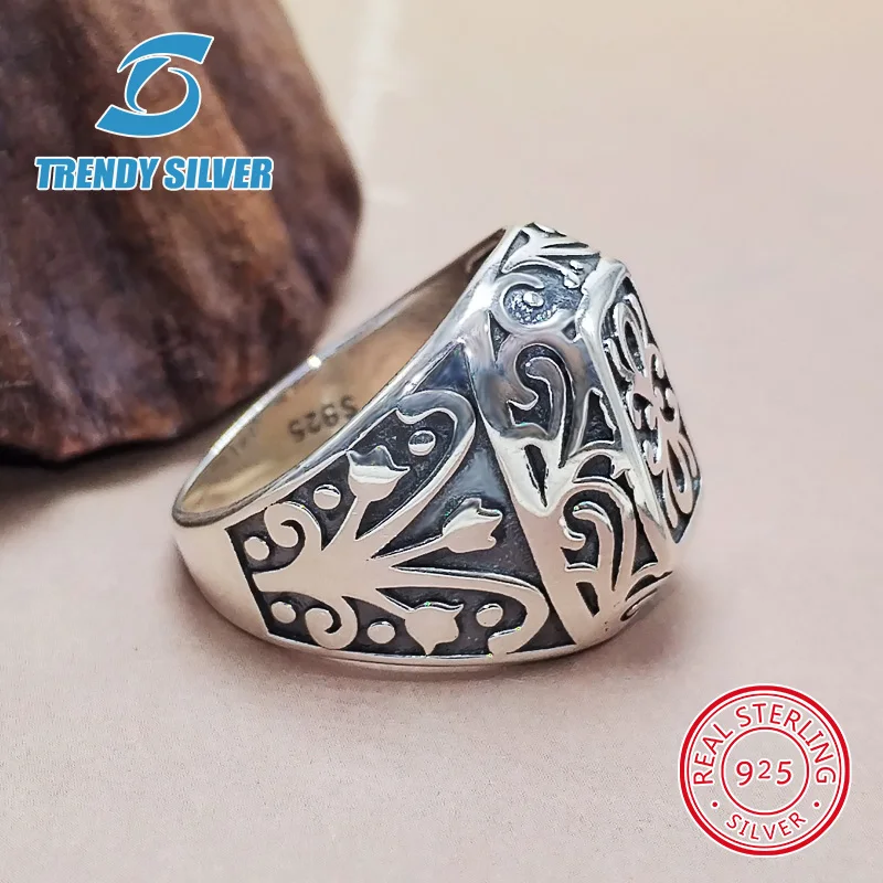 luxury Mens Man rings real 925 sterling silver certified plain