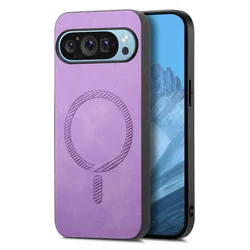 Fashion Leather Skin Feel Magnetic Wireless Charging Phone Case - Colorful Cover for Pixel 9-9Pro (Purple)