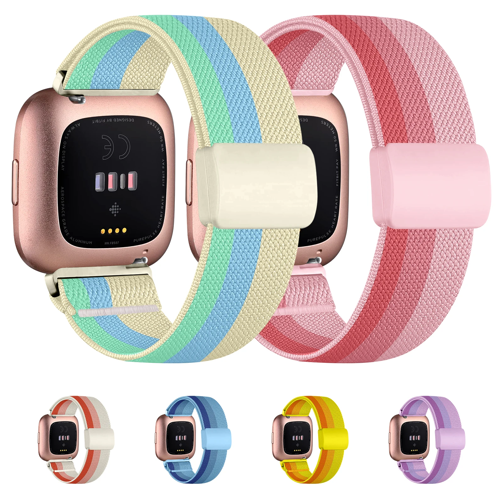 Gradient Color Woven Magnetic Buckle Band - Stretchy Sport Band