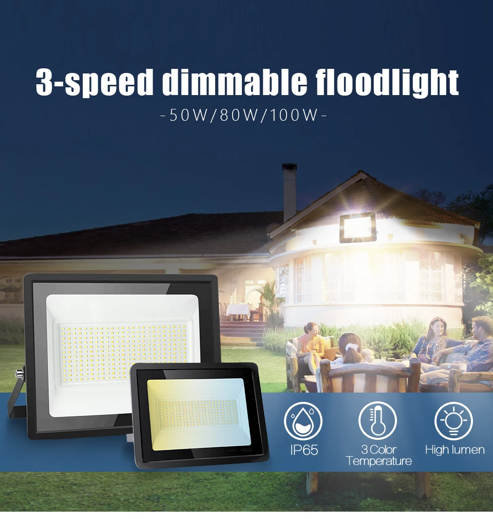 Description Picture 3 of itemLed Floodlight 100W 80W 50W Dip Key Switch Led Spotlights For IP65 Outdoor Cold Neutral Warm White For Courtyard Garden Lighting