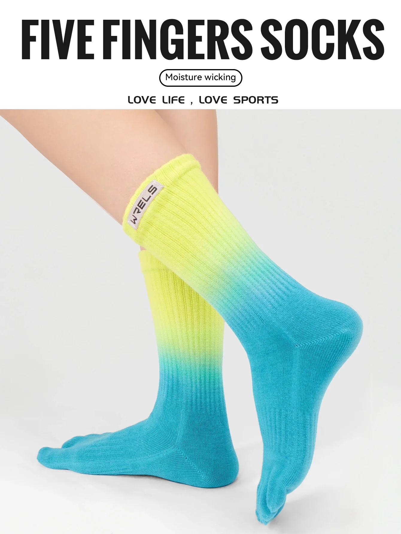 1 Paar Damen-Zehensocken aus Baumwolle, sportlich, zum Laufen, Fünf-Finger-Socken, bunt, feuchtigkeitsableitend, Kompression, schweißabsorbierend, atmungsaktiv – Detail 1