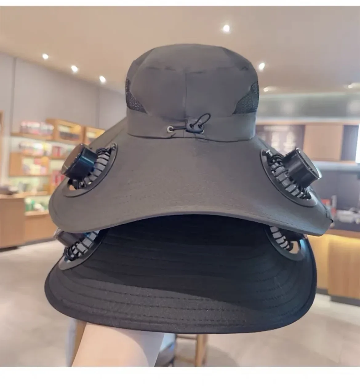 Large Quick Dry Bucket Hat with Solar Fan - USB Charging Sun Hat for Outdoor Activities