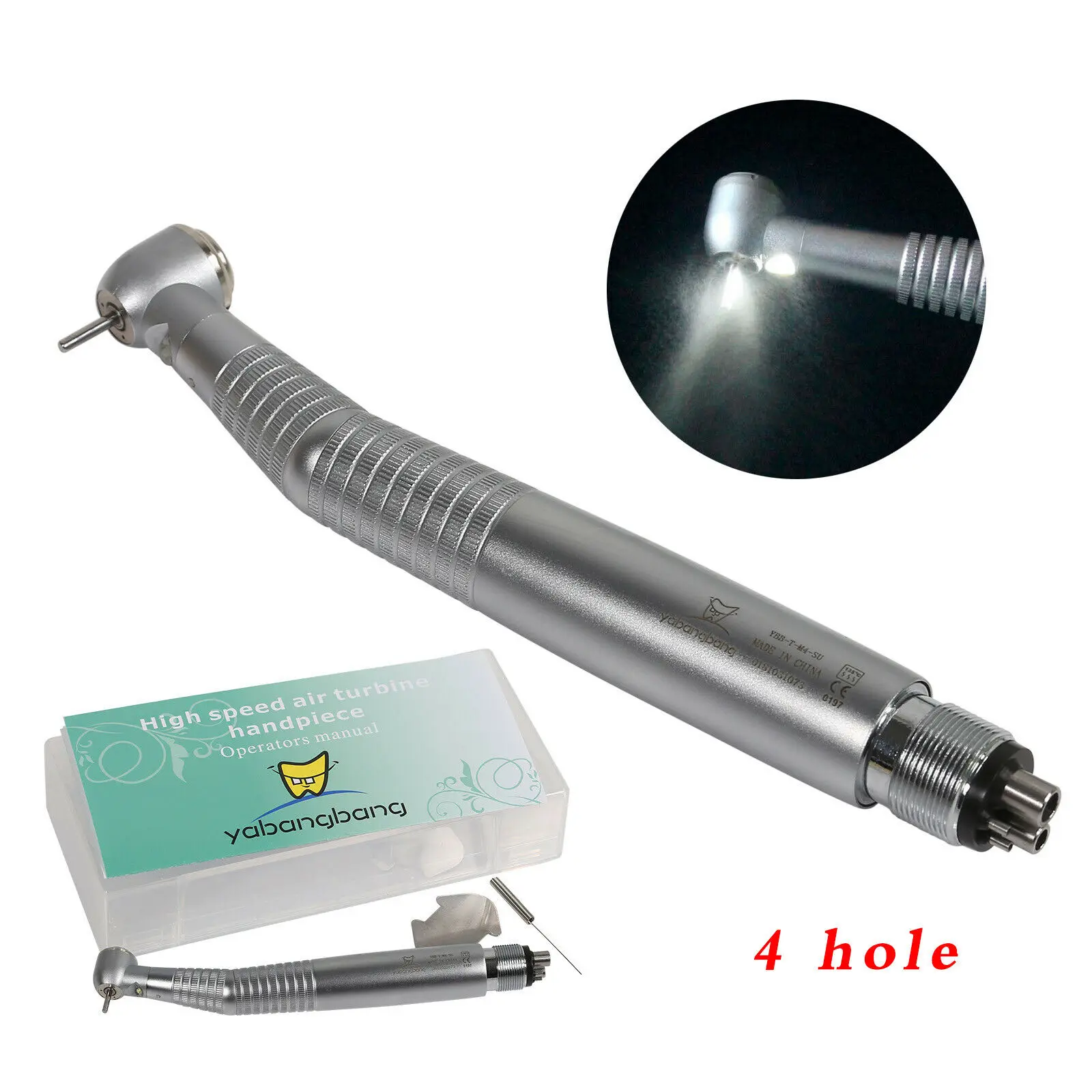 

Turbina Dental Fiber Optic High Speed Handpiece LED E-generator Internal Triple Spray 4 Holes