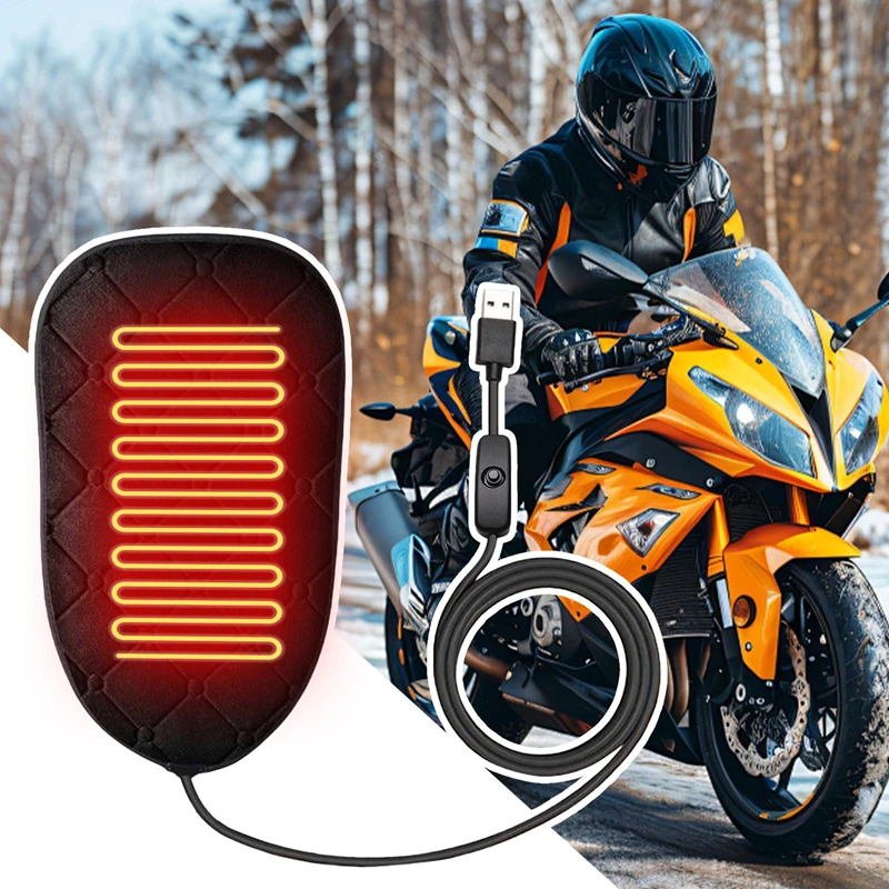 USB 5V 2A Motorcycle Heated Seat Cushions Motorbike Heating Pad Scooter Warm Cushion For Dirt Bike ATV Snowmobile 67x32CM