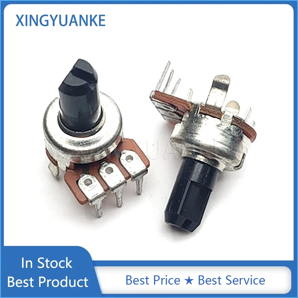 Rotary Potentiometer R1212 Vertical Single B5K B10K B20K B50K B100K Power Amplifier 3-Pin Half Shaft Length 10MM 5PCS