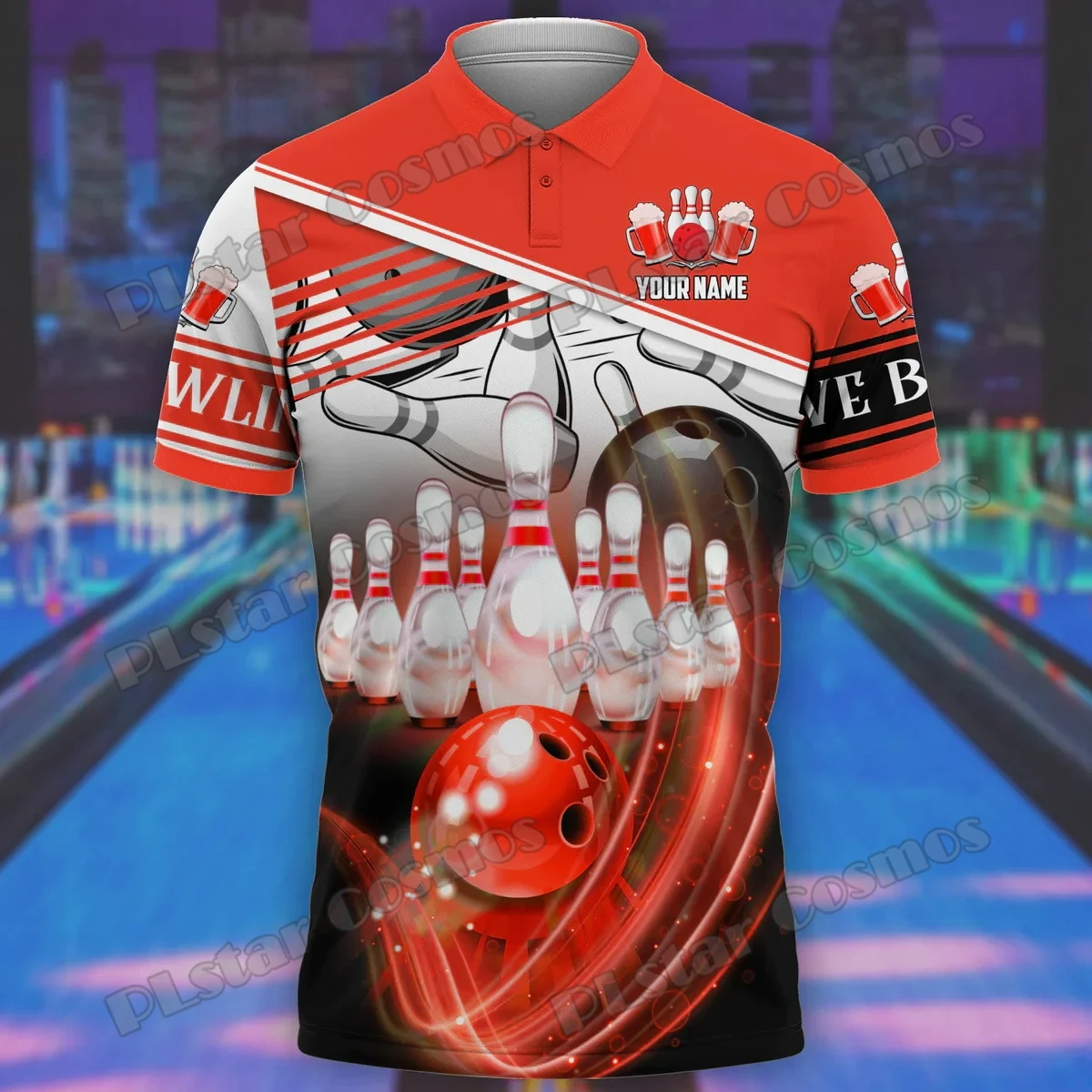 Bowling Team personalisierte Name 3D gedruckt Herren Poloshirt Sommer Straße Kurzarm Shirt Geschenk für Bowling Spieler Uniformen WK34 – Detail 27