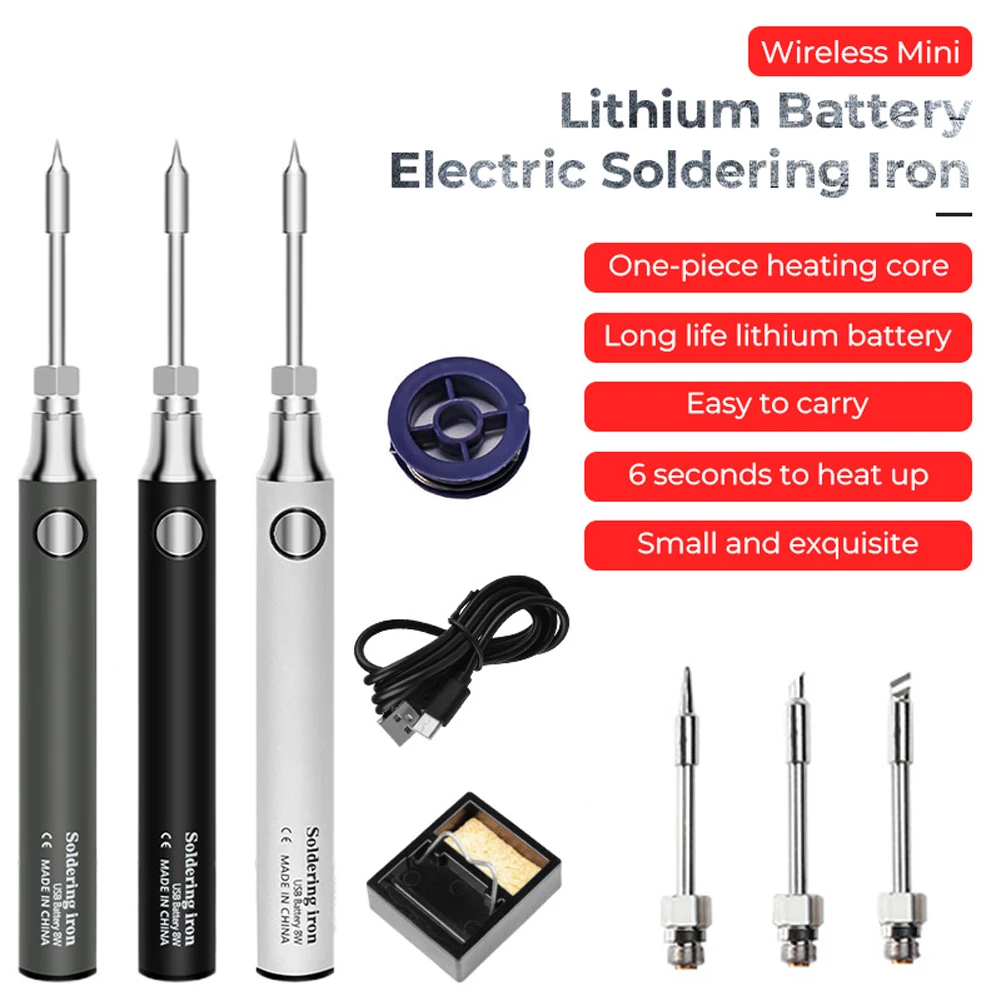 Cordless Soldering Iron Kit USB Rechargeable 330°C-450°C Adjustable Temperature Welding Iron Kit Replaceable Tip Portable Tool yingjili ye216 2 layer blades razor 1 handle 6 blades portable men shaving razor replaceable straight safety shaver supplies