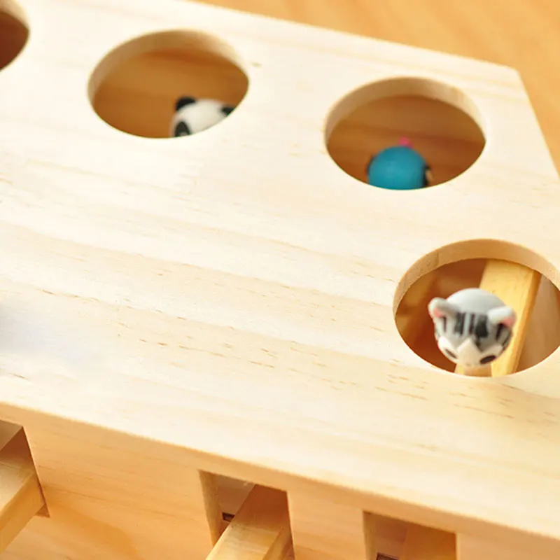 Wooden Cat Whack-a-mole Toy Cat Toy Hamster Toys Wooden Cat Toys Hamster Wooden Cute Funny For Play With Cat Cat 3